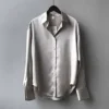 Elegant Satin Loose Women Shirt Spring Turn-down Collar Ladies Blouse Autumn Vintage Casual Button Silk Tops - Image 28