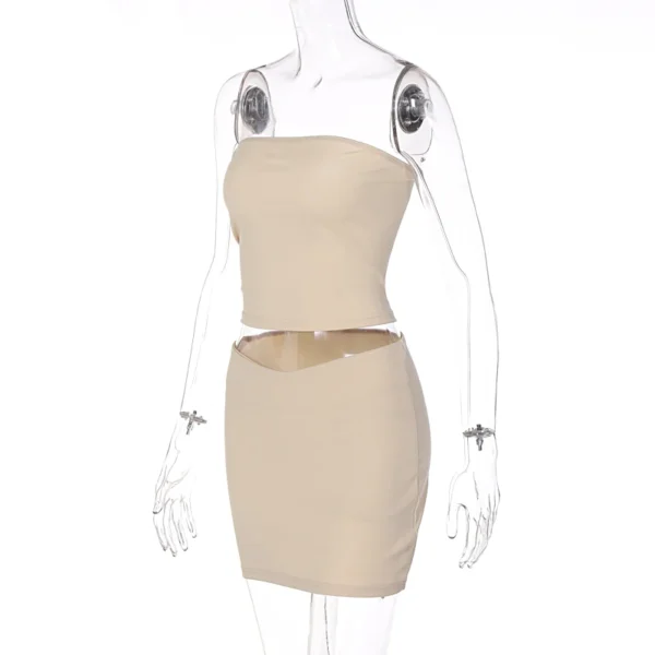 Hugcitar Solid Sleeveless Folds Tube Crop Top Skirts 2 Piece Matching Set Summer Fashion Streetwear Beach Clothing Drop Shipping - Image 13