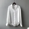 Elegant Satin Loose Women Shirt Spring Turn-down Collar Ladies Blouse Autumn Vintage Casual Button Silk Tops - Image 12
