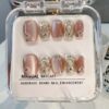 Pink Cat Eye Press-On Nails with Diamonds – Square Full Cover Tips 10PCS - Image 26