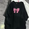 KUSAHIKI Retro Bow Print Women's Summer T-shirt - Image 10