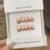 Pink Cat Eye Press-On Nails with Diamonds – Square Full Cover Tips 10PCS - Image 14