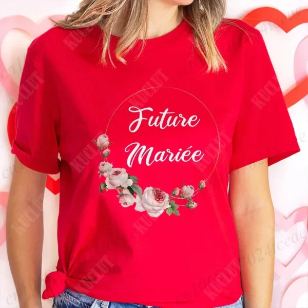 Bridal Shower Wedding T-shirt French Women Bachelorette EVJF Party Tshirt Future Bride Y2k Tshirt Team Bride Bridesmaid Tops - Image 12