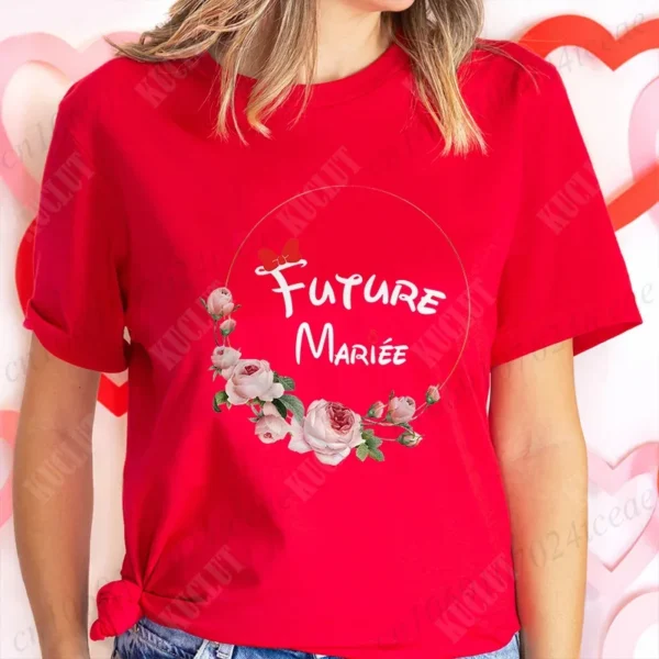Bridal Shower Wedding T-shirt French Women Bachelorette EVJF Party Tshirt Future Bride Y2k Tshirt Team Bride Bridesmaid Tops - Image 13