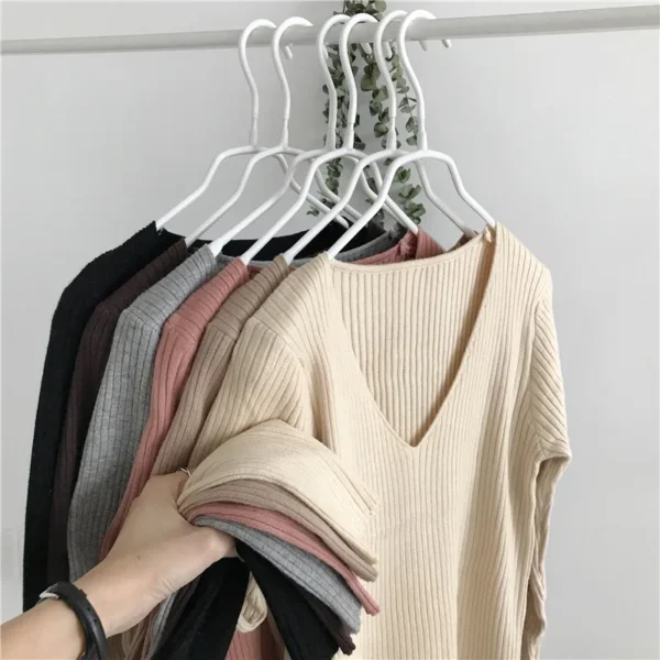Korean Autumn V Neck Sweater Knitted Fashion Sweaters 2025 Slim Winter Tops For Women Pullover Jumper Pull Femme Truien Dames - Image 15