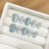 Pink Cat Eye Press-On Nails with Diamonds – Square Full Cover Tips 10PCS - Image 12