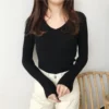 Korean Autumn V Neck Sweater Knitted Fashion Sweaters 2025 Slim Winter Tops For Women Pullover Jumper Pull Femme Truien Dames - Image 11