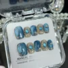 Pink Cat Eye Press-On Nails with Diamonds – Square Full Cover Tips 10PCS - Image 4