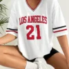 Los Angeles Number 91 TShirt For Men Women Summer Oversized V-neck Tee Harajuku Trend Short Sleeve Female Streetwear Tops Unisex - Image 14