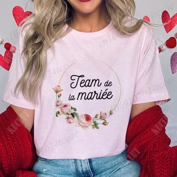 Bridal Shower Wedding T-shirt French Women Bachelorette EVJF Party Tshirt Future Bride Y2k Tshirt Team Bride Bridesmaid Tops - Image 15