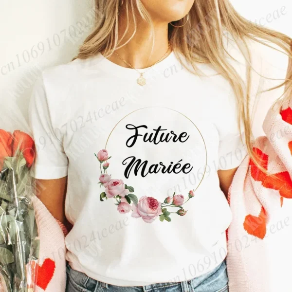 Bridal Shower Wedding T-shirt French Women Bachelorette EVJF Party Tshirt Future Bride Y2k Tshirt Team Bride Bridesmaid Tops - Image 10