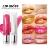 Pearlescent Glitter Plumping Lip Gloss – Clear, Mermaid Pink | Moisturizing Jelly Liquid Lip Tint - Image 2