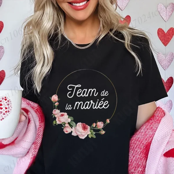 Bridal Shower Wedding T-shirt French Women Bachelorette EVJF Party Tshirt Future Bride Y2k Tshirt Team Bride Bridesmaid Tops - Image 16