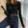 Knitted Women Sweater Button O-neck Pullovers Spring Autumn Basic Sweaters for Female Pullover Slim Solid Bold Stripes Tops - Image 20