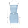 Hugcitar Solid Sleeveless Folds Tube Crop Top Skirts 2 Piece Matching Set Summer Fashion Streetwear Beach Clothing Drop Shipping - Image 21