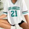 Los Angeles Number 91 TShirt For Men Women Summer Oversized V-neck Tee Harajuku Trend Short Sleeve Female Streetwear Tops Unisex - Image 9