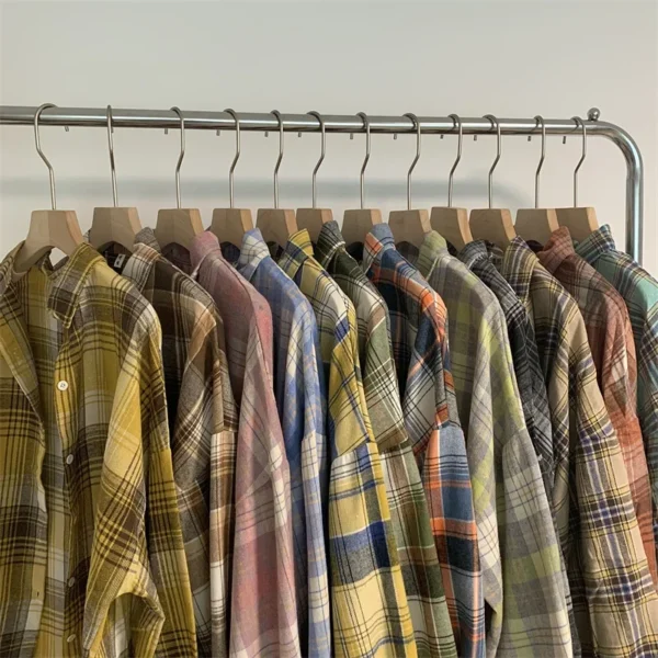 Plaid Shirt Women Autumn Long Sleeve Top Female Vintage Fashion Single Breasted Blouse Ladies Preppy Style Loose Check Shirts - Image 27