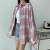 Plaid Shirt Women Autumn Long Sleeve Top Female Vintage Fashion Single Breasted Blouse Ladies Preppy Style Loose Check Shirts - Image 36