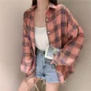 Plaid Shirt Women Autumn Long Sleeve Top Female Vintage Fashion Single Breasted Blouse Ladies Preppy Style Loose Check Shirts - Image 65