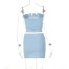 Hugcitar Solid Sleeveless Folds Tube Crop Top Skirts 2 Piece Matching Set Summer Fashion Streetwear Beach Clothing Drop Shipping - Image 23