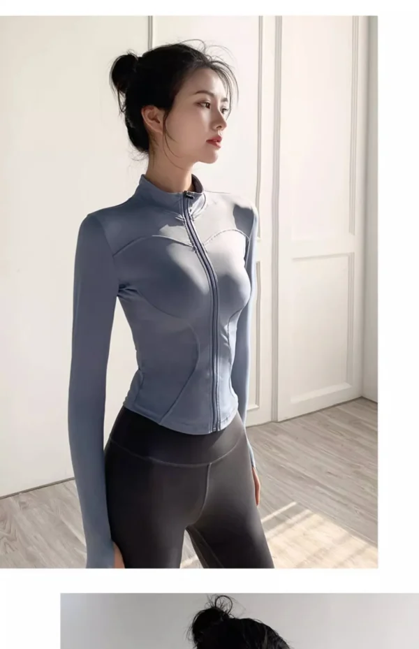 Women's Jacket Quick-drying Sun Protection Sport Coat Women's Tight Yoga Wear Long Sleeve Cardigan Running Fitness Jacket Zipper - Image 22