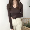 Korean Autumn V Neck Sweater Knitted Fashion Sweaters 2025 Slim Winter Tops For Women Pullover Jumper Pull Femme Truien Dames - Image 7