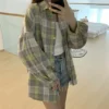 Plaid Shirt Women Autumn Long Sleeve Top Female Vintage Fashion Single Breasted Blouse Ladies Preppy Style Loose Check Shirts - Image 18
