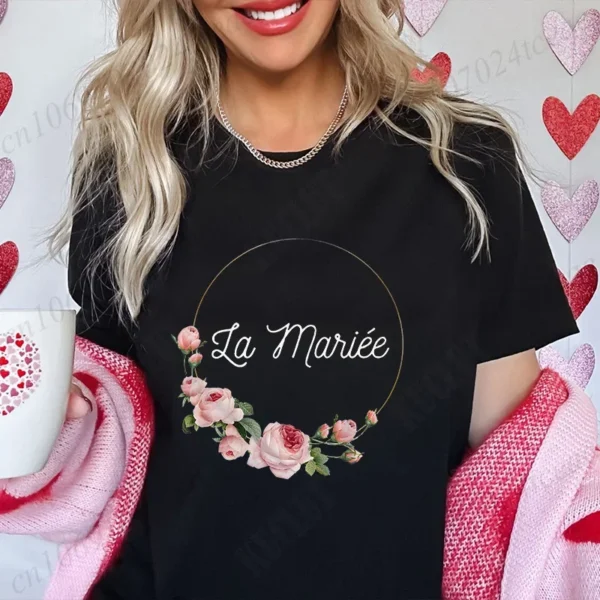 Bridal Shower Wedding T-shirt French Women Bachelorette EVJF Party Tshirt Future Bride Y2k Tshirt Team Bride Bridesmaid Tops - Image 20