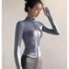 Women's Jacket Quick-drying Sun Protection Sport Coat Women's Tight Yoga Wear Long Sleeve Cardigan Running Fitness Jacket Zipper - Image 20