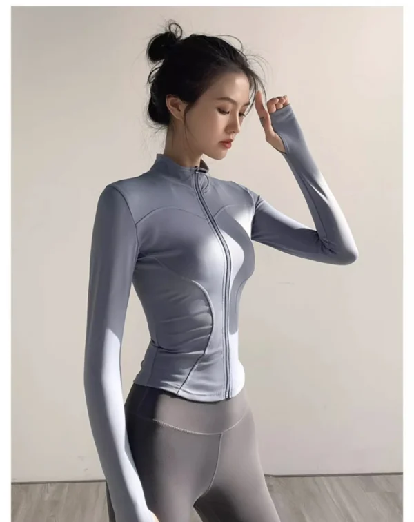 Women's Jacket Quick-drying Sun Protection Sport Coat Women's Tight Yoga Wear Long Sleeve Cardigan Running Fitness Jacket Zipper - Image 20
