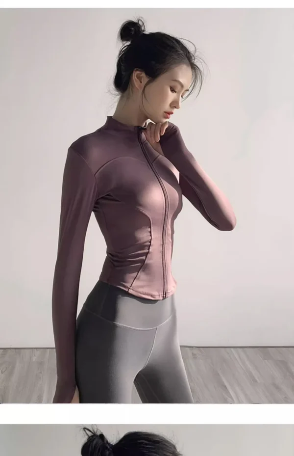 Women's Jacket Quick-drying Sun Protection Sport Coat Women's Tight Yoga Wear Long Sleeve Cardigan Running Fitness Jacket Zipper - Image 16