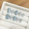 Pink Cat Eye Press-On Nails with Diamonds – Square Full Cover Tips 10PCS - Image 19