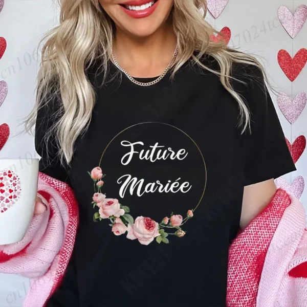 Bridal Shower Wedding T-shirt French Women Bachelorette EVJF Party Tshirt Future Bride Y2k Tshirt Team Bride Bridesmaid Tops - Image 4