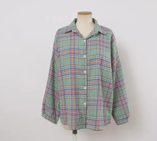 Plaid Shirt Women Autumn Long Sleeve Top Female Vintage Fashion Single Breasted Blouse Ladies Preppy Style Loose Check Shirts - Image 7