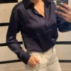 Elegant Satin Loose Women Shirt Spring Turn-down Collar Ladies Blouse Autumn Vintage Casual Button Silk Tops - Image 4