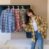 Plaid Shirt Women Autumn Long Sleeve Top Female Vintage Fashion Single Breasted Blouse Ladies Preppy Style Loose Check Shirts - Image 62