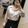 Elegant Satin Loose Women Shirt Spring Turn-down Collar Ladies Blouse Autumn Vintage Casual Button Silk Tops - Image 6