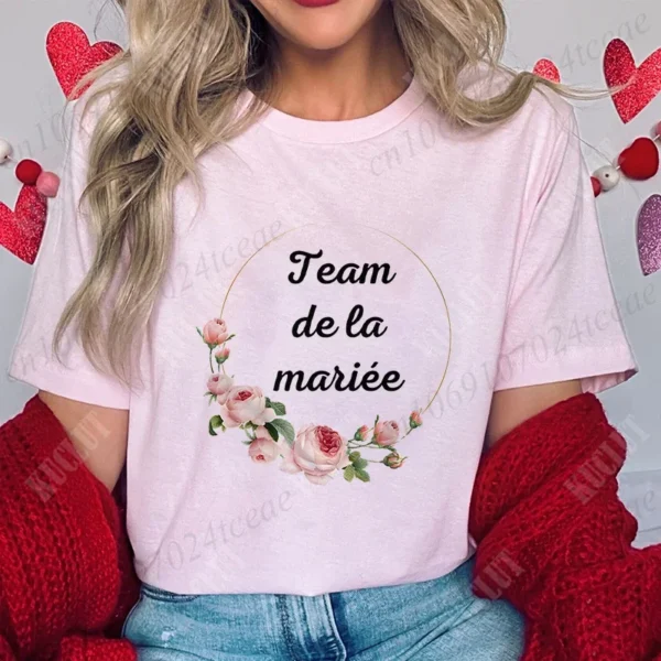 Bridal Shower Wedding T-shirt French Women Bachelorette EVJF Party Tshirt Future Bride Y2k Tshirt Team Bride Bridesmaid Tops - Image 23