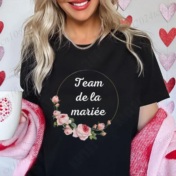 Bridal Shower Wedding T-shirt French Women Bachelorette EVJF Party Tshirt Future Bride Y2k Tshirt Team Bride Bridesmaid Tops - Image 5