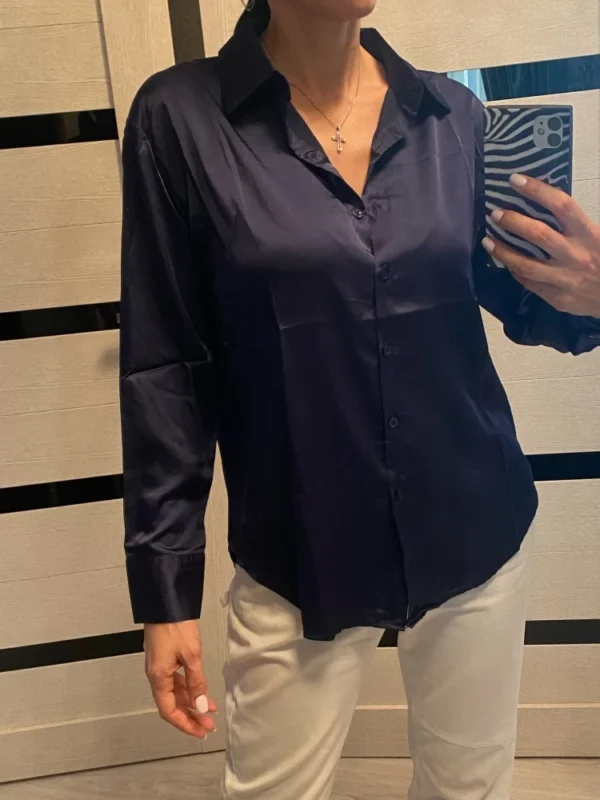 Elegant Satin Loose Women Shirt Spring Turn-down Collar Ladies Blouse Autumn Vintage Casual Button Silk Tops - Image 5