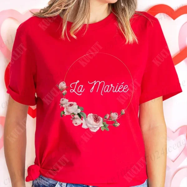Bridal Shower Wedding T-shirt French Women Bachelorette EVJF Party Tshirt Future Bride Y2k Tshirt Team Bride Bridesmaid Tops - Image 21