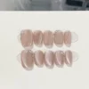 Pink Cat Eye Press-On Nails with Diamonds – Square Full Cover Tips 10PCS - Image 21