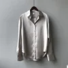Elegant Satin Loose Women Shirt Spring Turn-down Collar Ladies Blouse Autumn Vintage Casual Button Silk Tops - Image 11