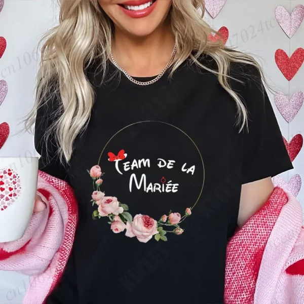 Bridal Shower Wedding T-shirt French Women Bachelorette EVJF Party Tshirt Future Bride Y2k Tshirt Team Bride Bridesmaid Tops - Image 9