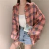 Plaid Shirt Women Autumn Long Sleeve Top Female Vintage Fashion Single Breasted Blouse Ladies Preppy Style Loose Check Shirts - Image 14