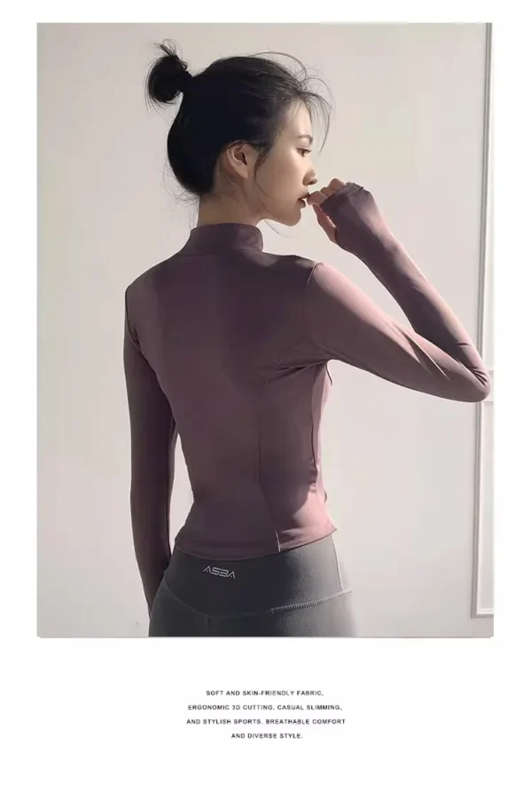 Women's Jacket Quick-drying Sun Protection Sport Coat Women's Tight Yoga Wear Long Sleeve Cardigan Running Fitness Jacket Zipper - Image 19