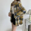 Plaid Shirt Women Autumn Long Sleeve Top Female Vintage Fashion Single Breasted Blouse Ladies Preppy Style Loose Check Shirts - Image 50