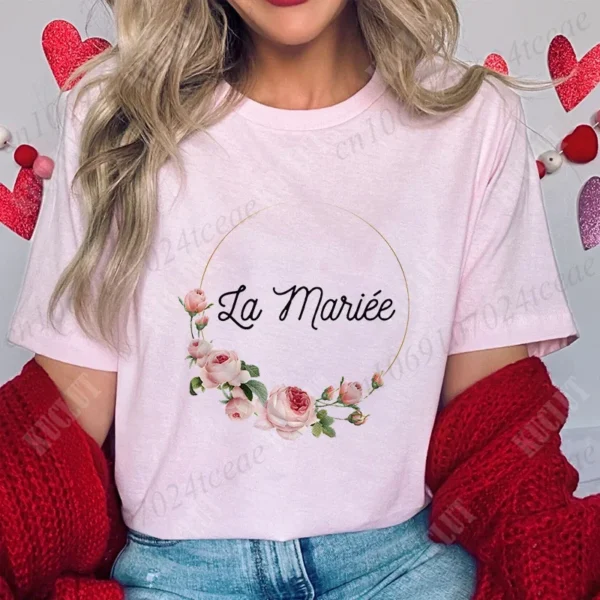 Bridal Shower Wedding T-shirt French Women Bachelorette EVJF Party Tshirt Future Bride Y2k Tshirt Team Bride Bridesmaid Tops - Image 18