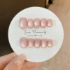 Pink Cat Eye Press-On Nails with Diamonds – Square Full Cover Tips 10PCS - Image 11