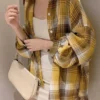 Plaid Shirt Women Autumn Long Sleeve Top Female Vintage Fashion Single Breasted Blouse Ladies Preppy Style Loose Check Shirts - Image 21